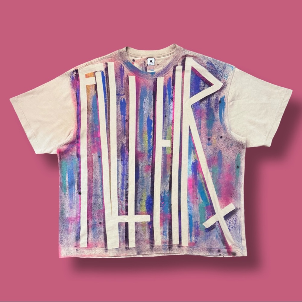 Hand painted one of one Multicolor Graphic Men's Tee